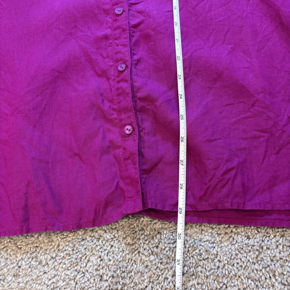 Eileen Fisher Organic Handkerchief Linen Classic Collar Shirt Magenta Women’s XL - Picture 9 of 10